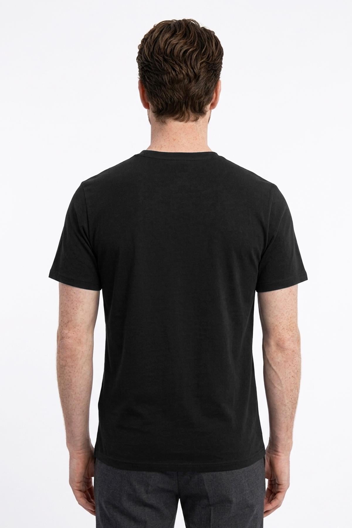 SİYAH Dark In Black Modal Bisiklet Yaka T-shirt