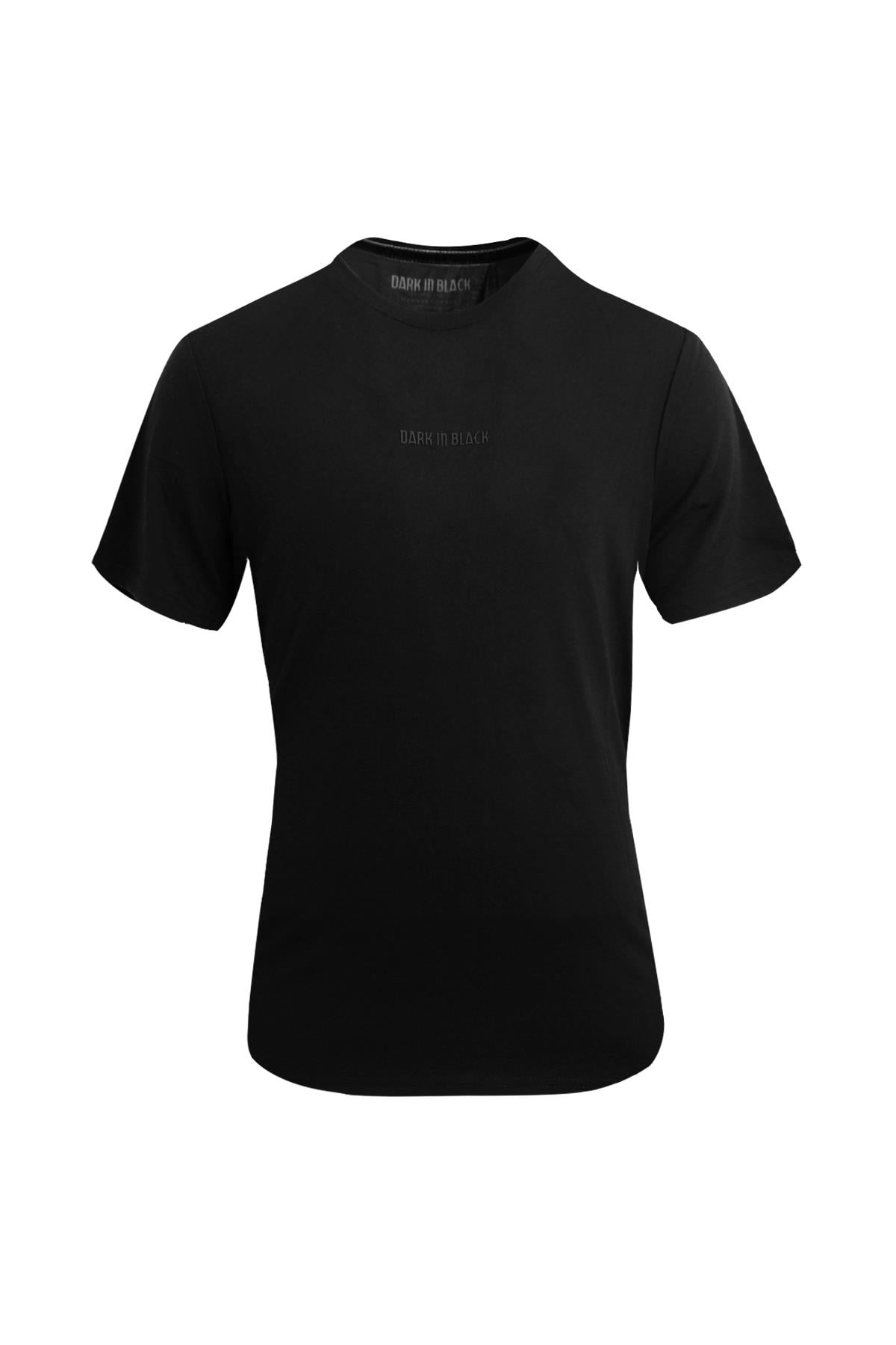 SİYAH Dark In Black Modal Bisiklet Yaka T-shirt