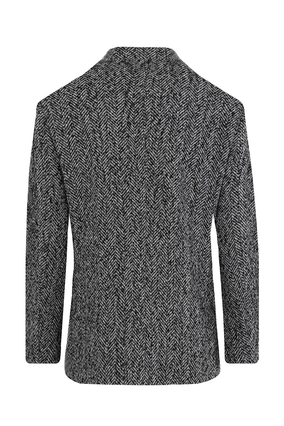 Siyah Hakim Yaka, 6 Düğme, Comfort Fit, Klasik, Kaban