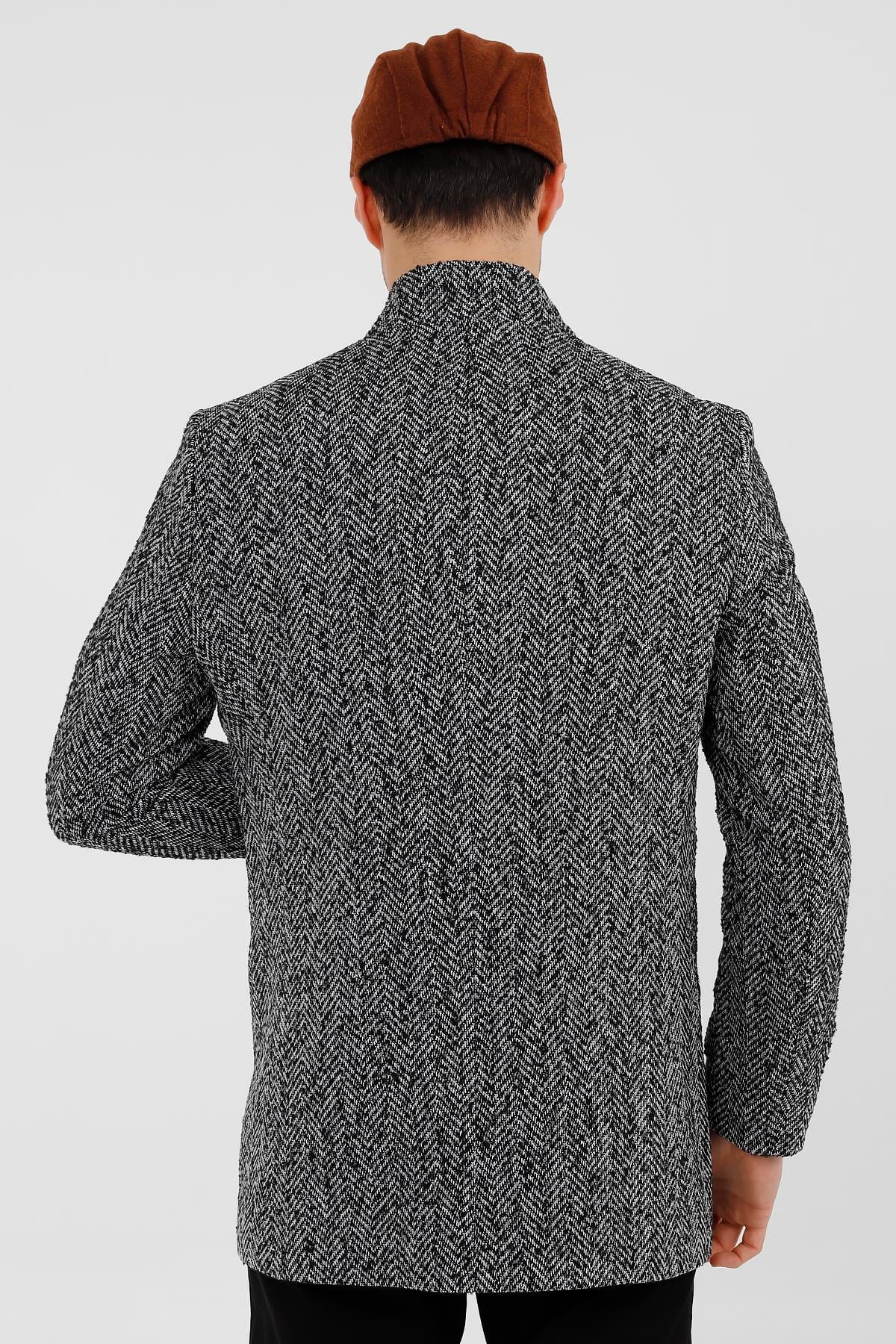 SİYAH Hakim Yaka, 6 Düğme, Comfort Fit, Klasik, Kaban