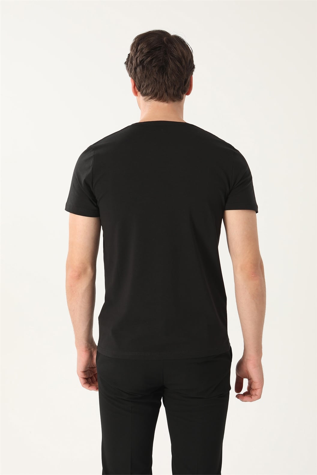 Siyah Slim Fit Bisiklet Yaka Basic T-Shirt