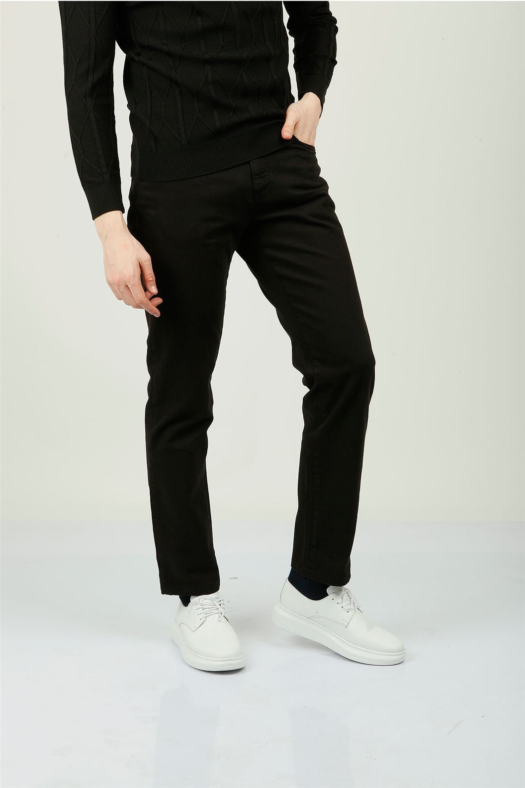 Siyah Slim Fit Chino Pantolon