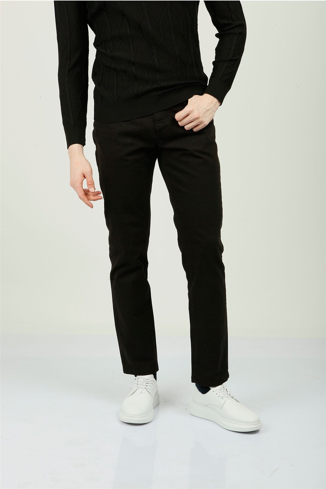 Siyah Slim Fit Chino Pantolon