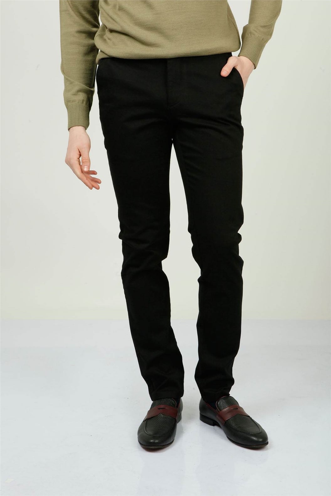 Siyah Slim Fit Chino Pantolon