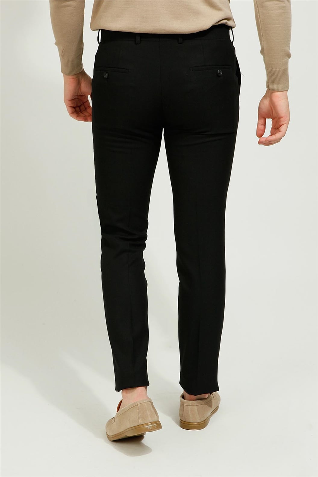 Siyah Slim Fit Pilesiz Klasik Pantolon