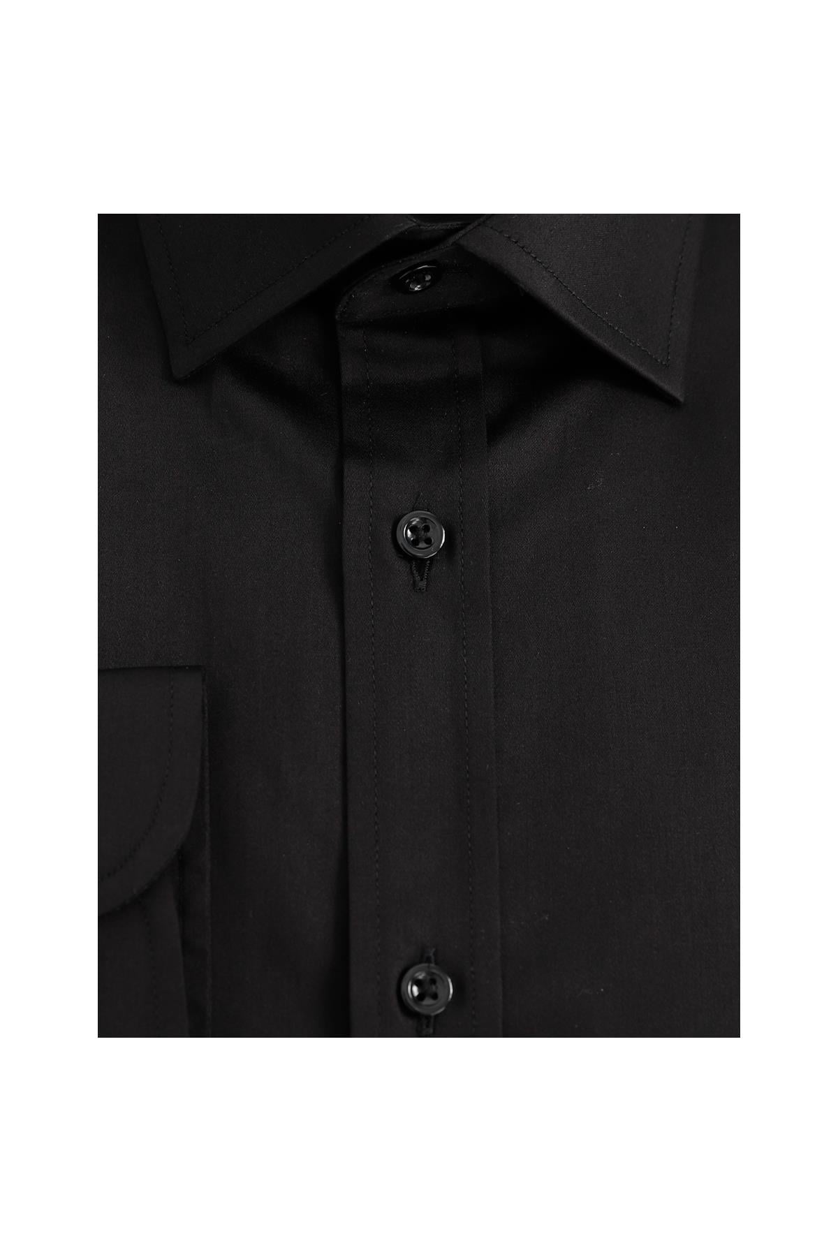 Siyah Slim Fit Uzun Kol Gömlek