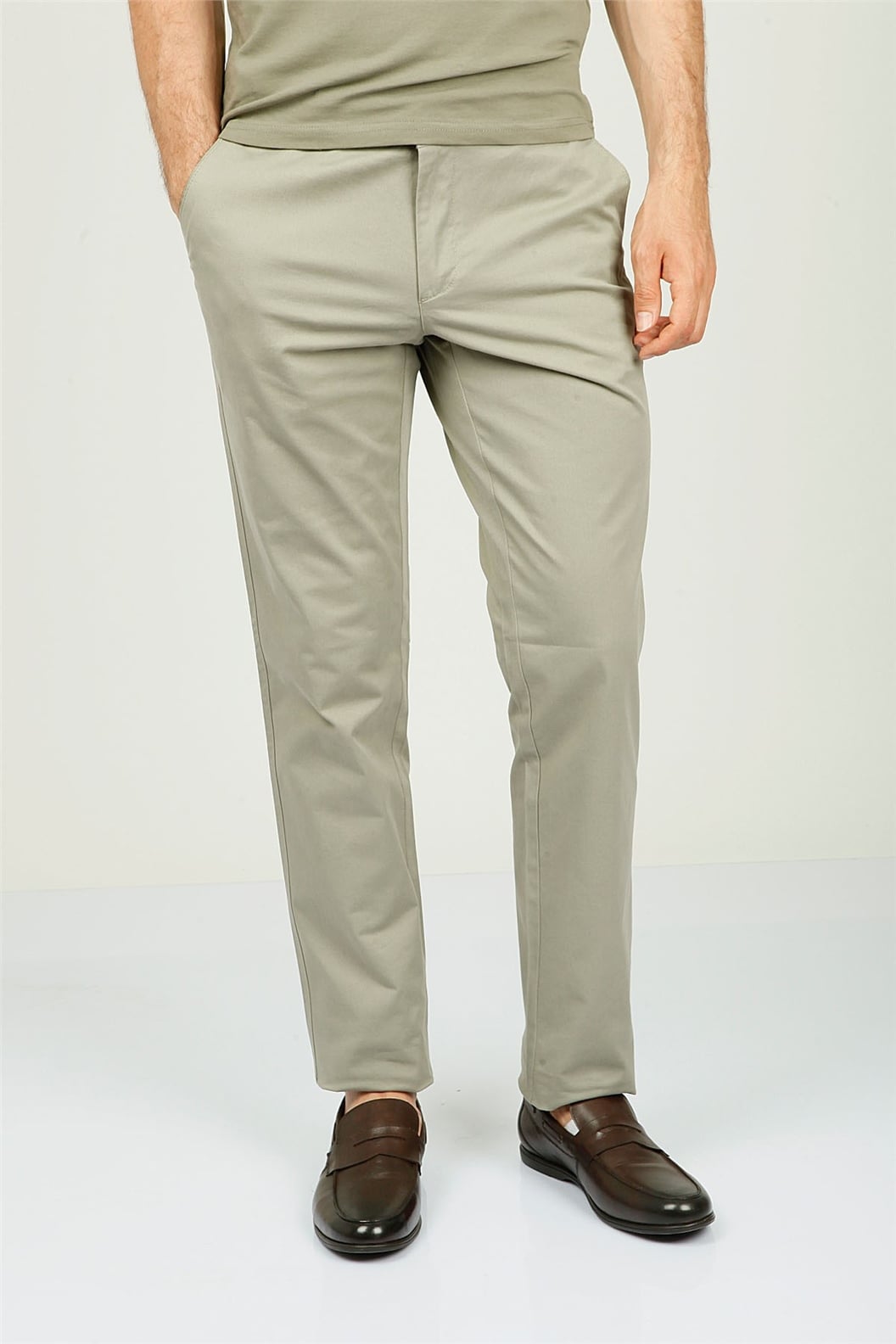 Yeşil Comfort Fit Chino Pantolon