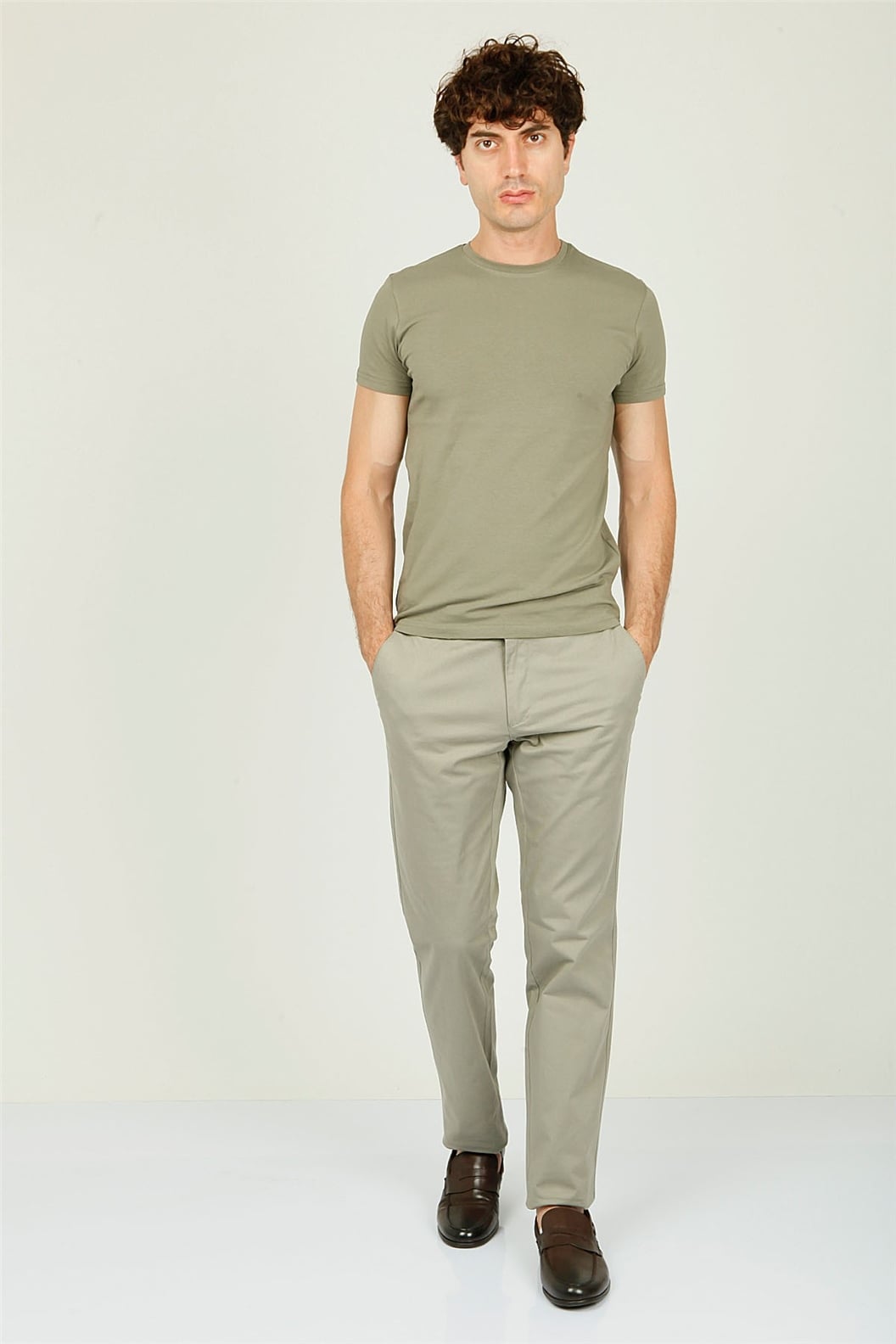 Yeşil Comfort Fit Chino Pantolon