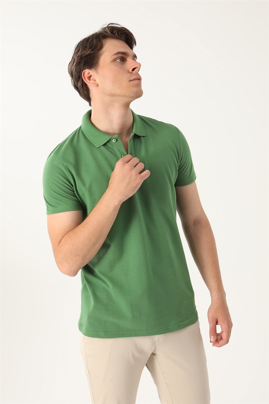 Yeşil Comfort Fit Polo Yaka Pike T-Shirt