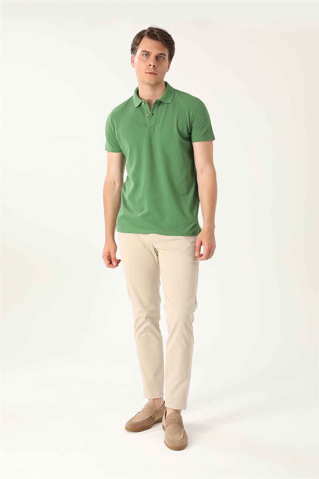 Yeşil Comfort Fit Polo Yaka Pike T-Shirt