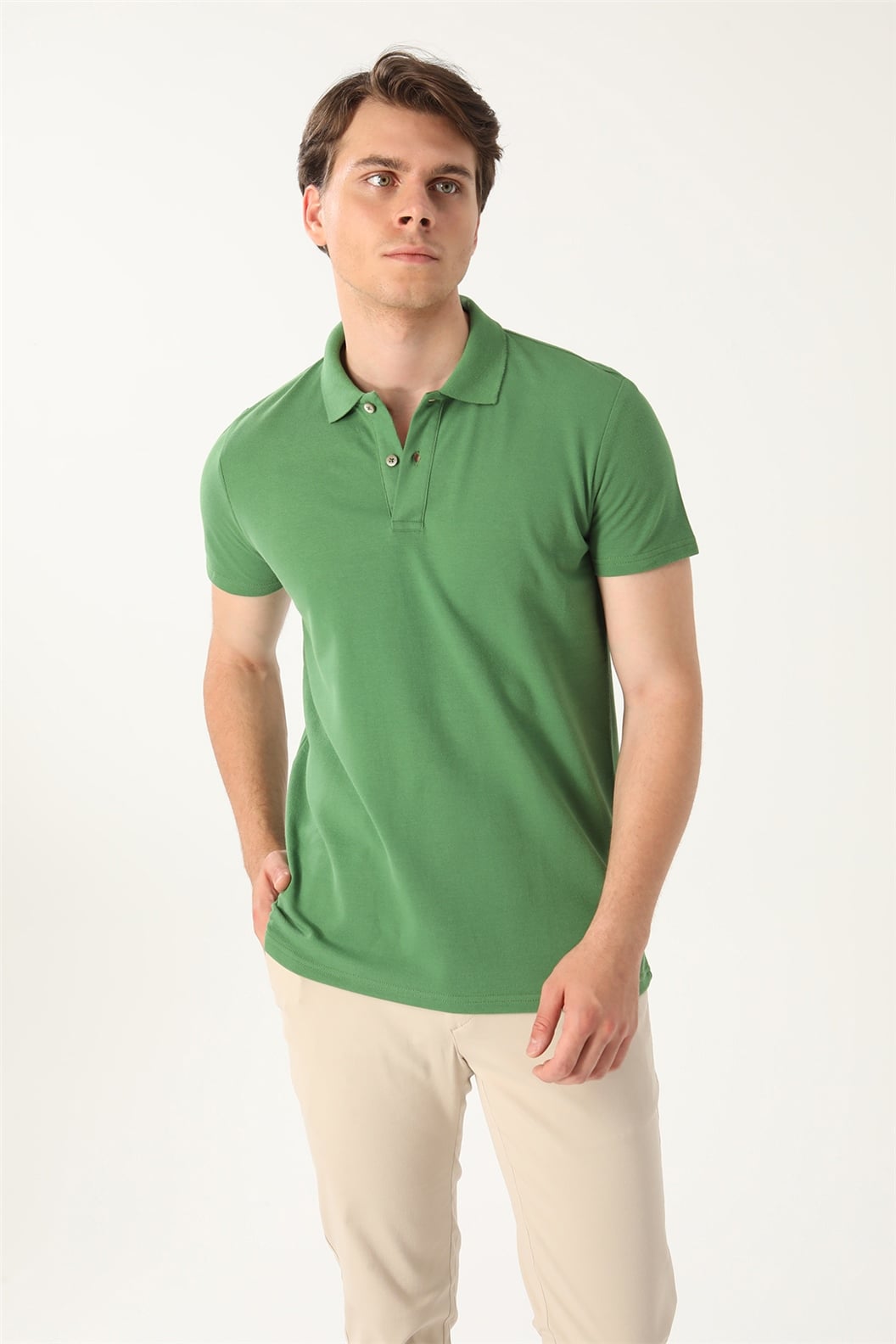 Yeşil Comfort Fit Polo Yaka Pike T-Shirt