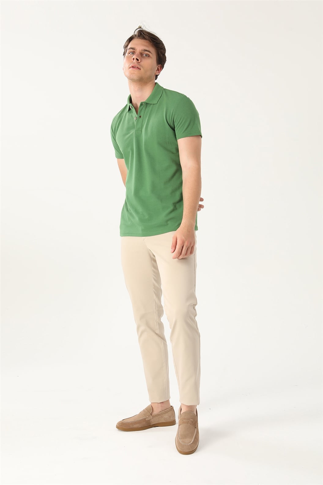 Yeşil Comfort Fit Polo Yaka Pike T-Shirt