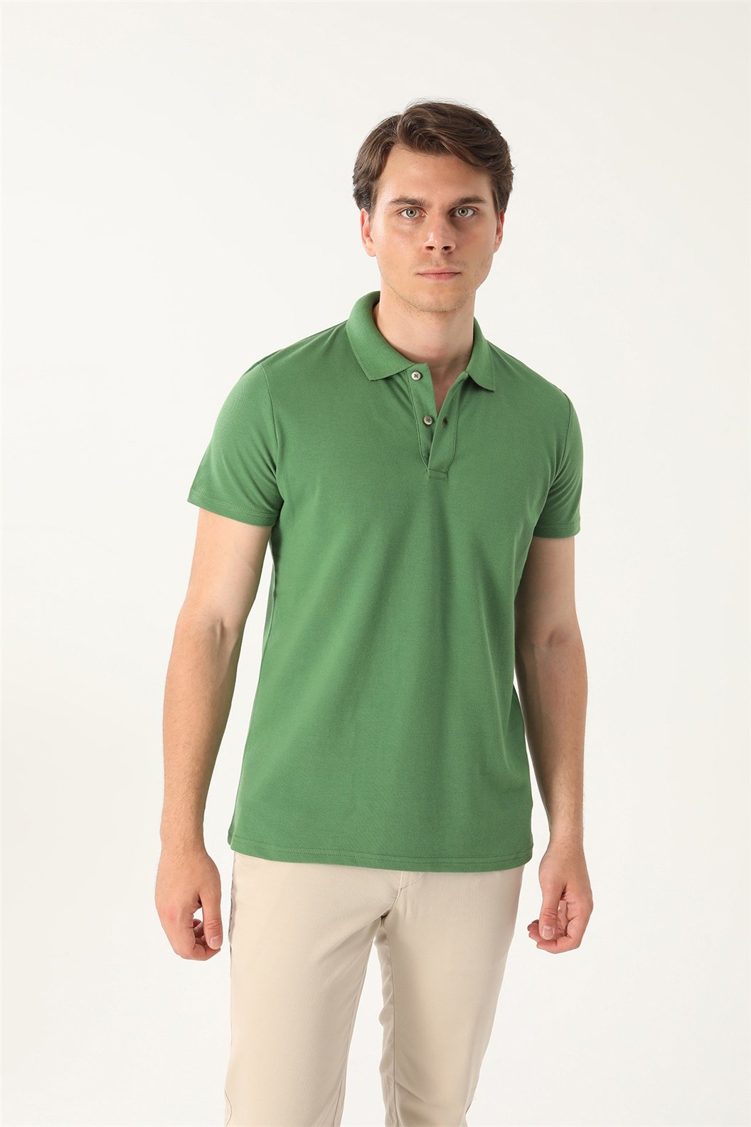 Yeşil Comfort Fit Polo Yaka Pike T-Shirt