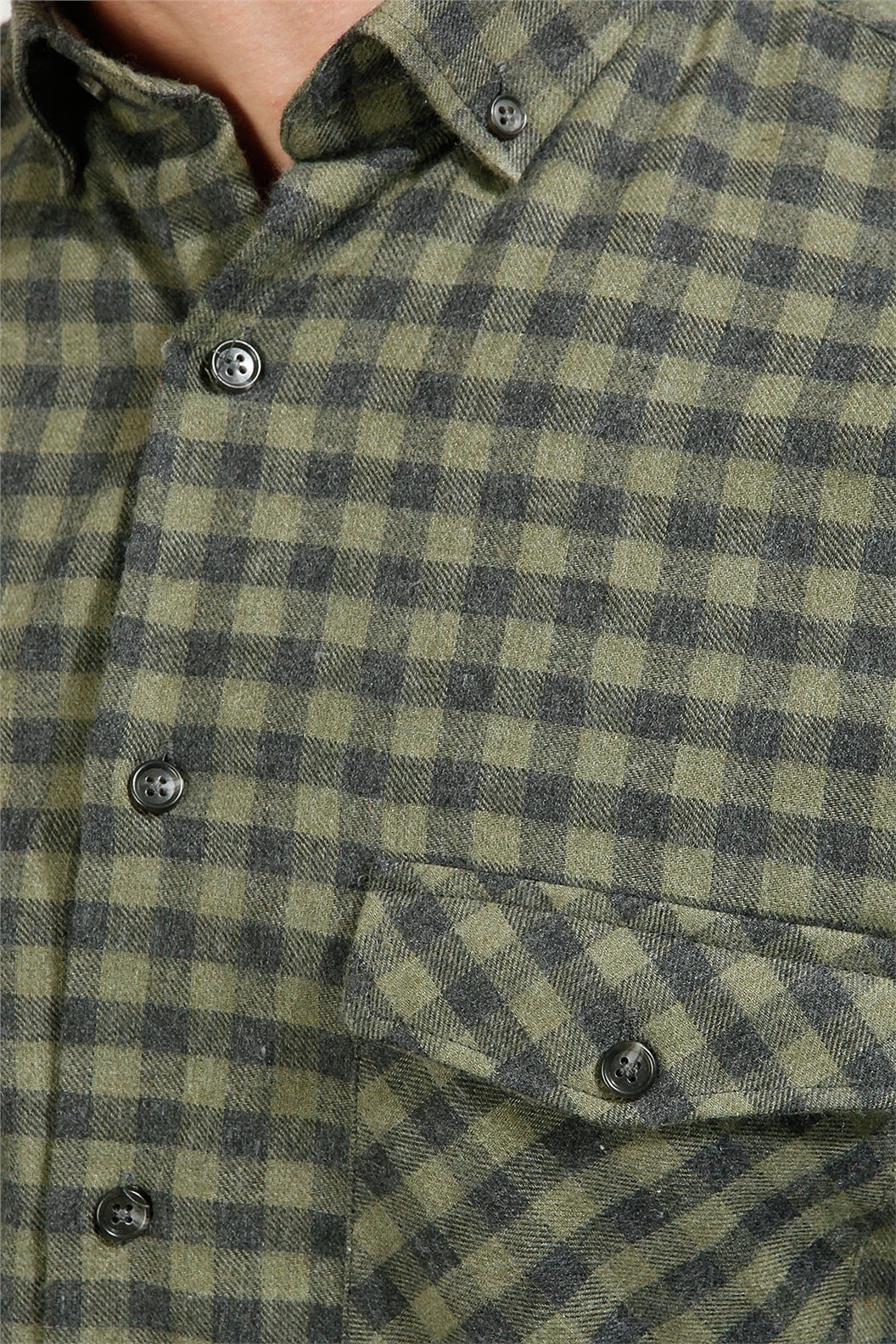 Yeşil Comfort Fit Uzun Kol Gömlek