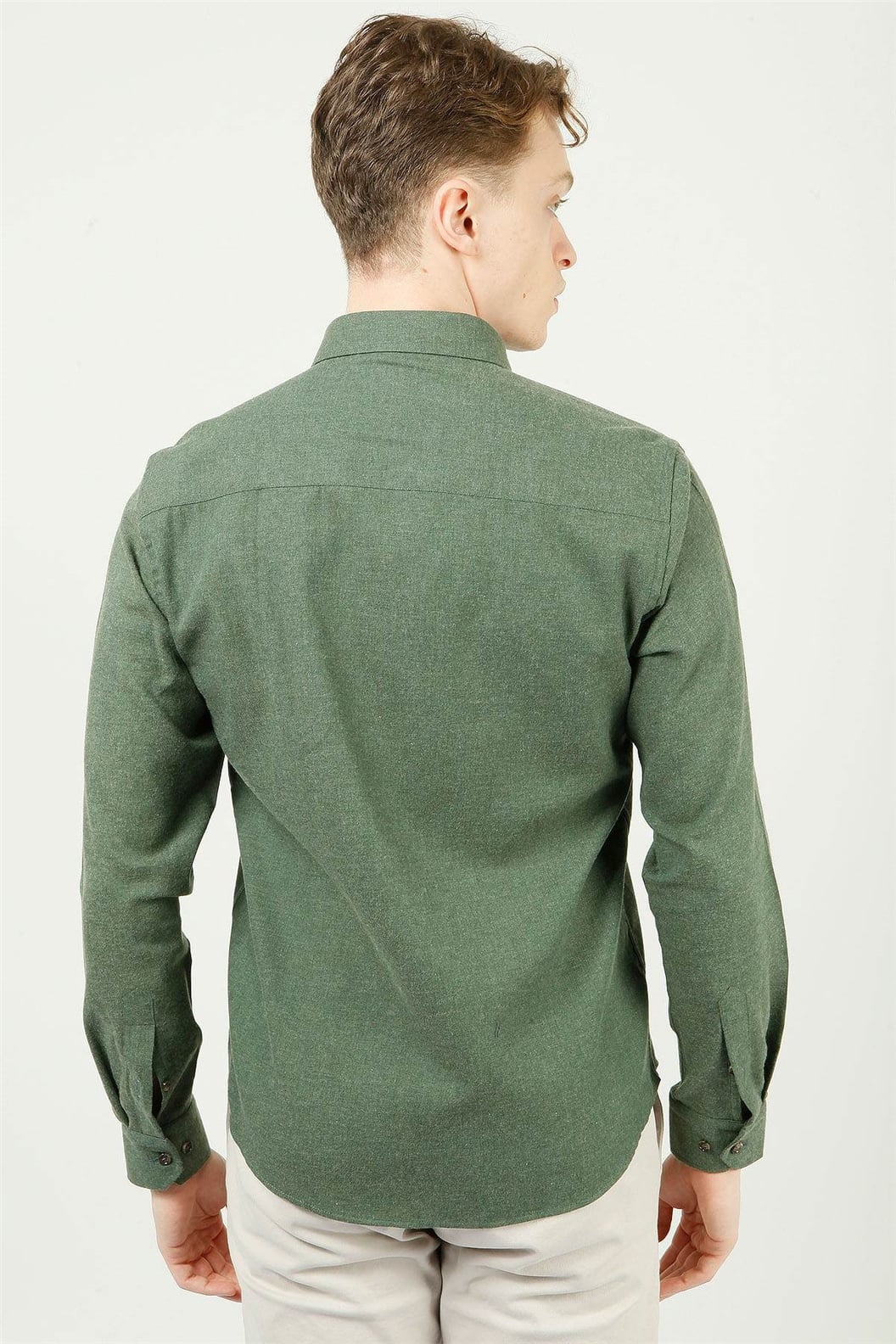 Yeşil Comfort Fit Uzun Kol Gömlek