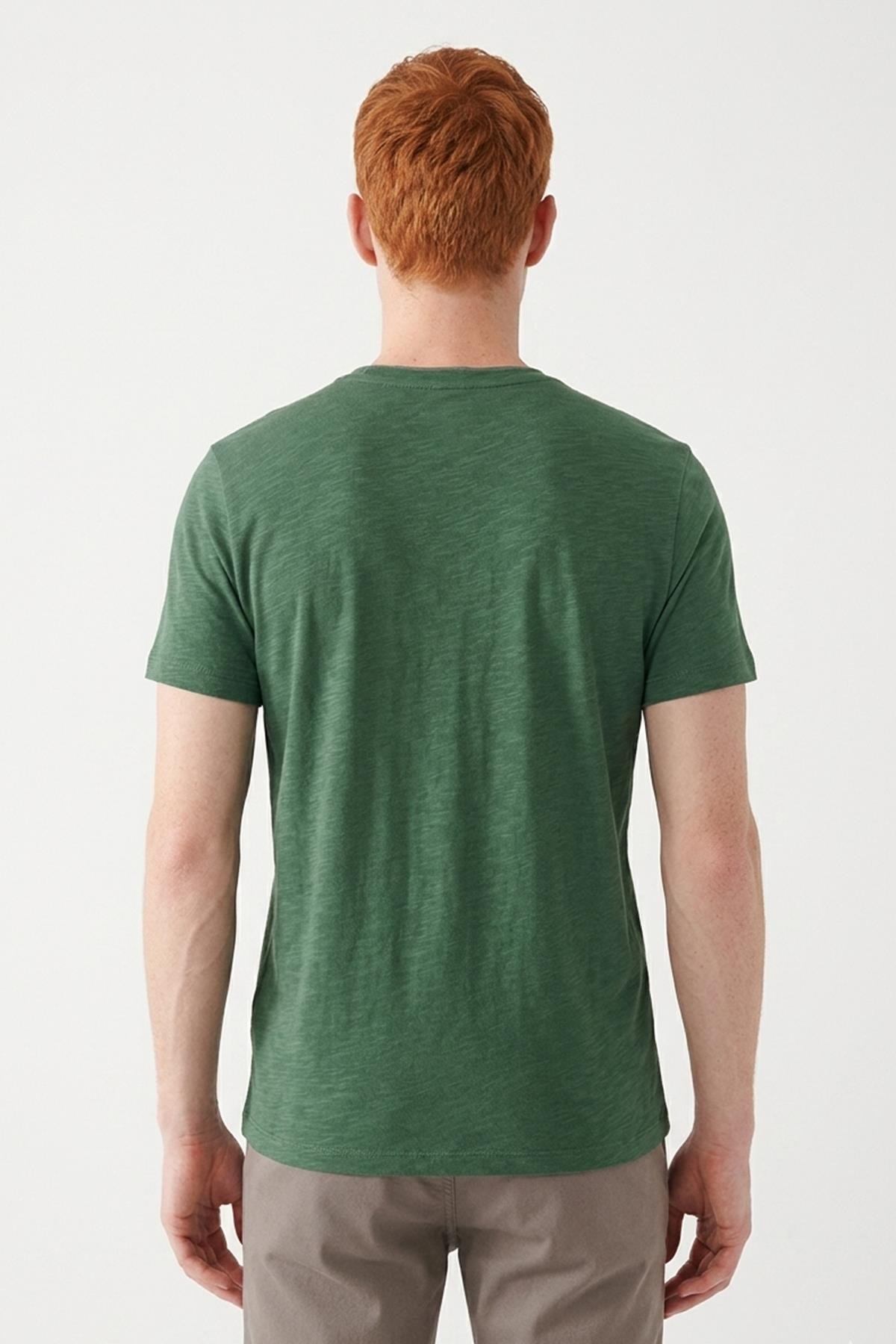 YEŞİL Denim Marker Modal Bisiklet Yaka T-shirt