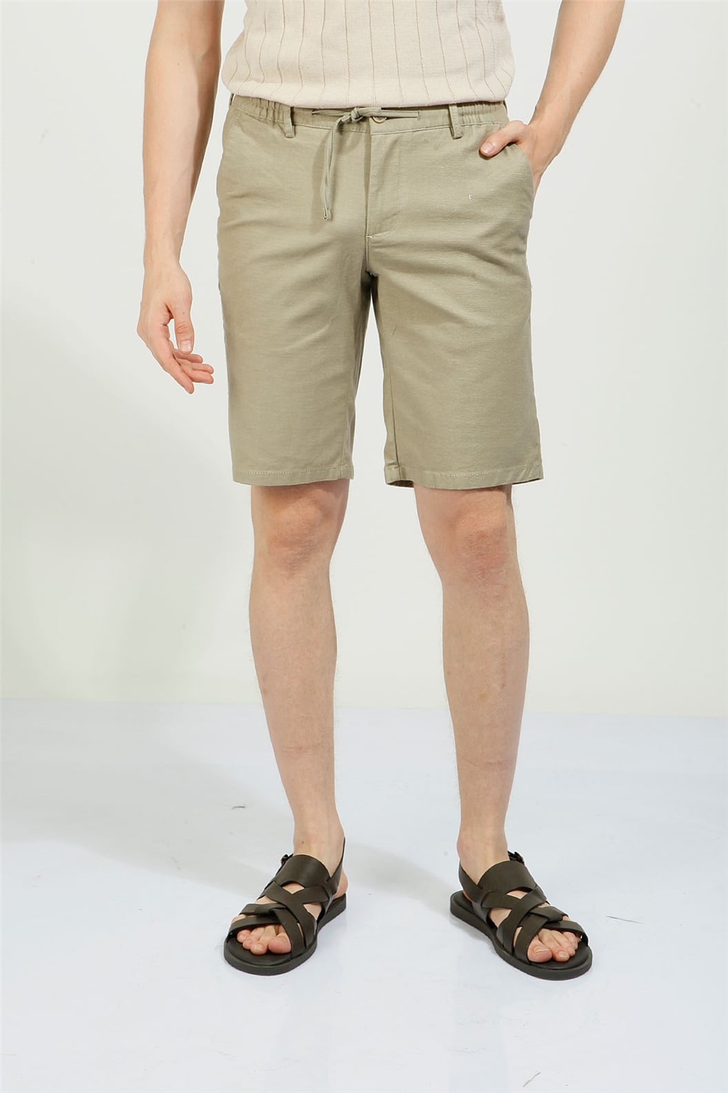 Yeşil Slim Fit Bermuda Şort