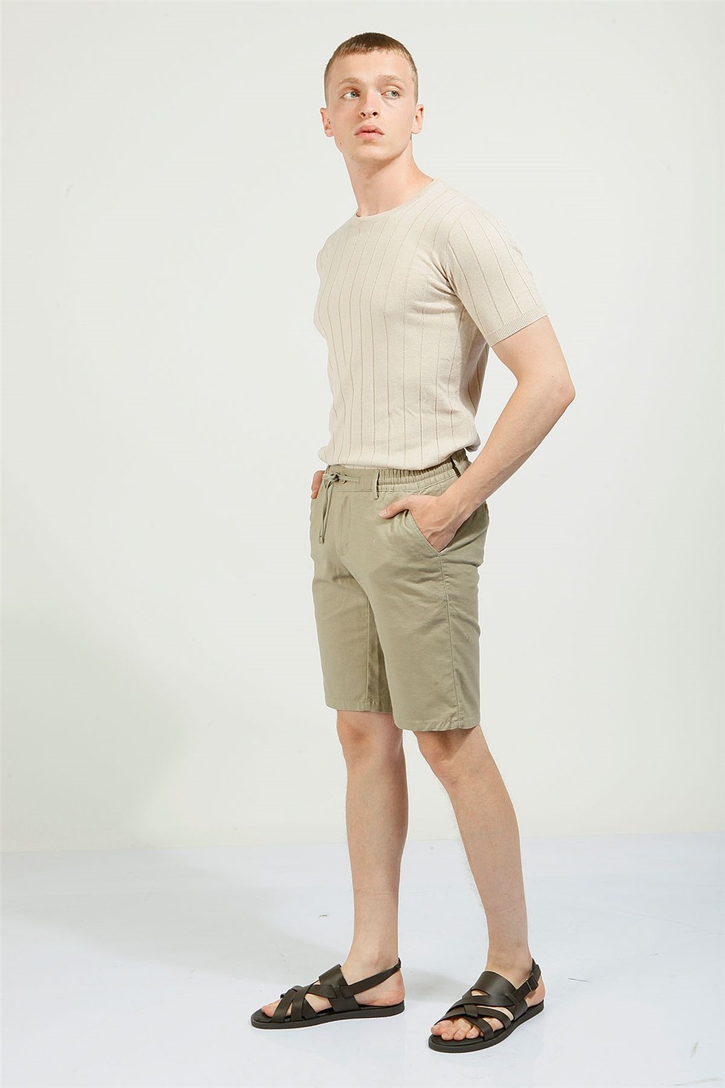 Yeşil Slim Fit Bermuda Şort