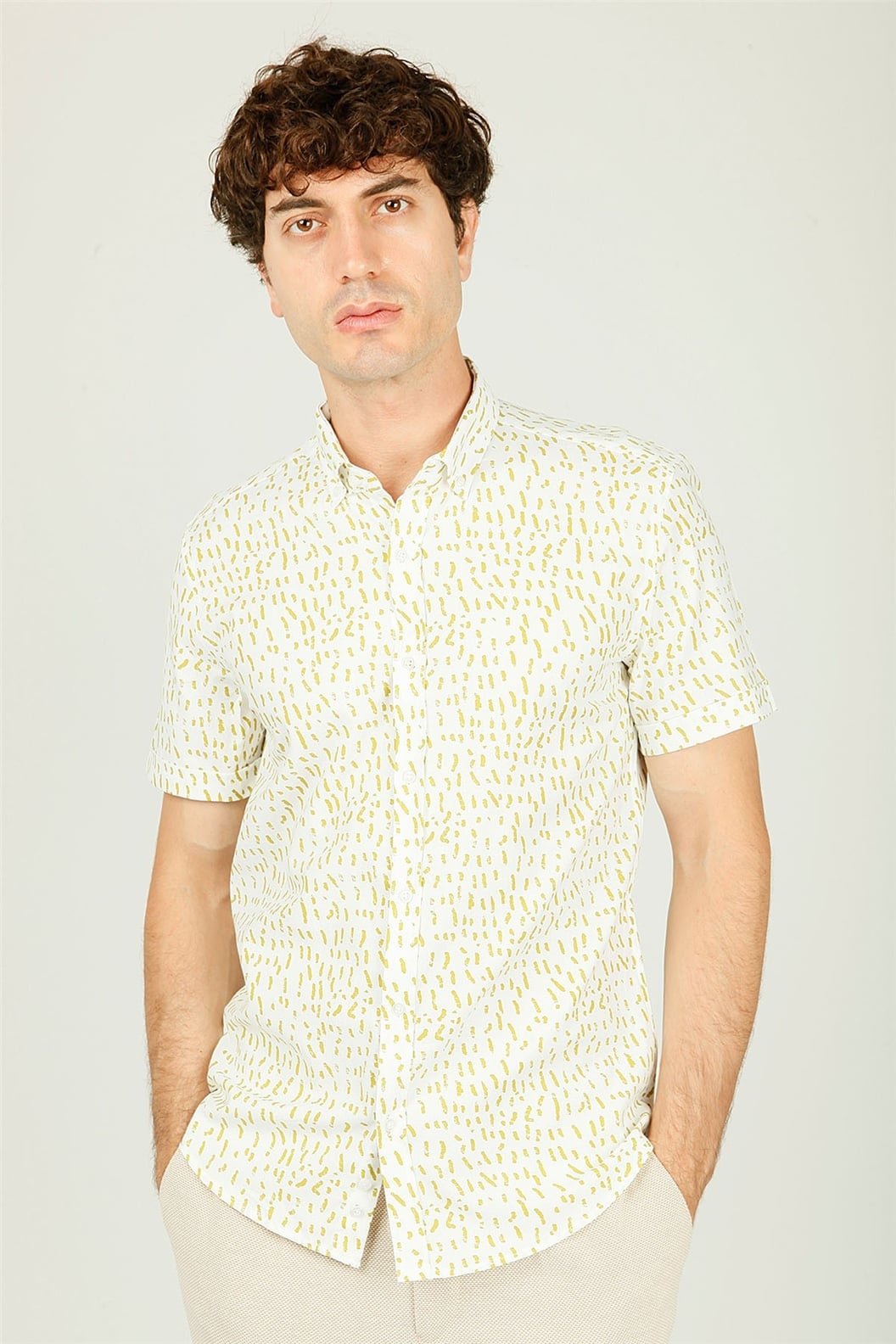 Yeşil Slim Fit Kısa Kol Gömlek