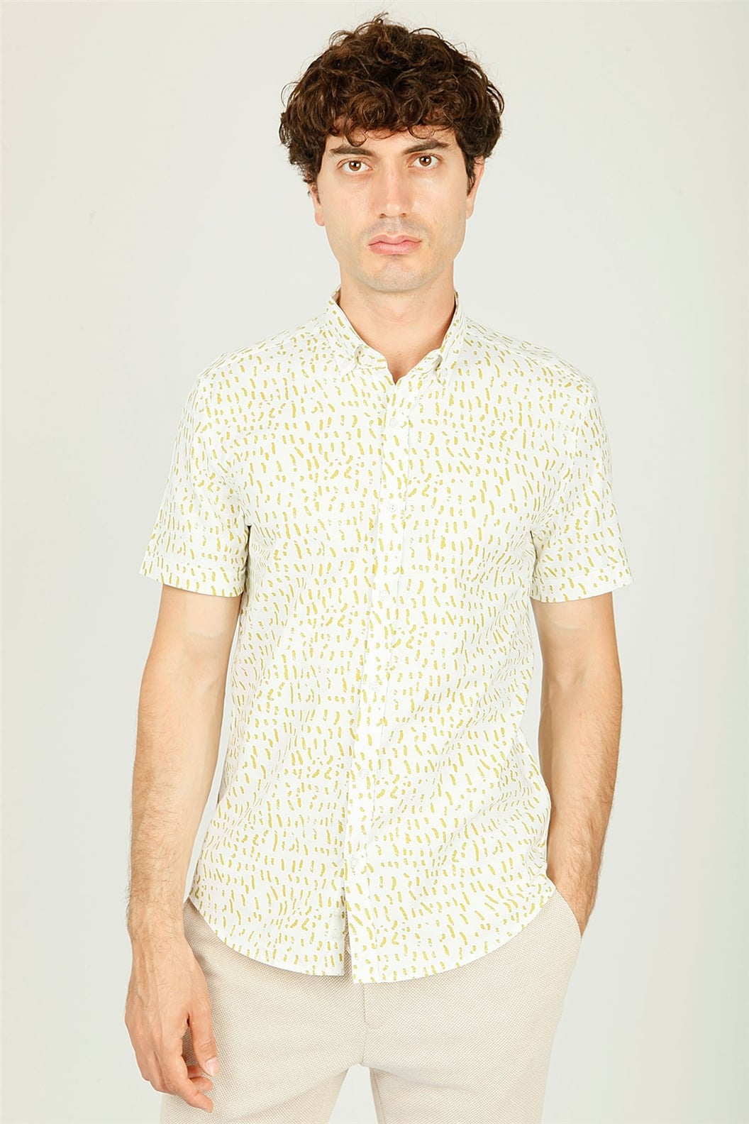 Yeşil Slim Fit Kısa Kol Gömlek