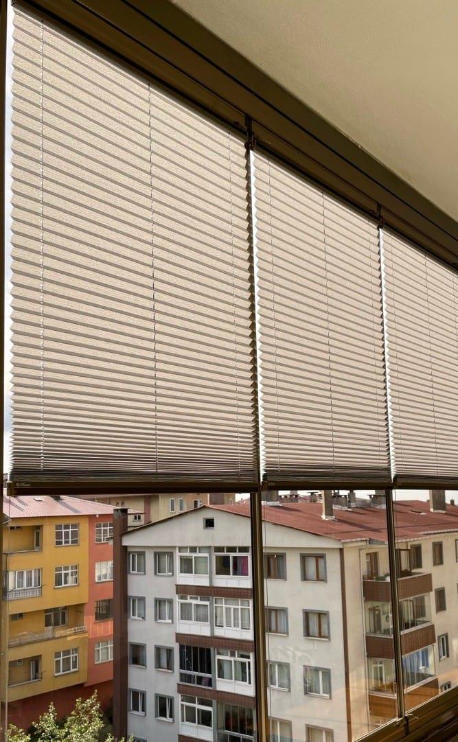Keten Plise Perde Cam Balkon Pvc Uyumlu