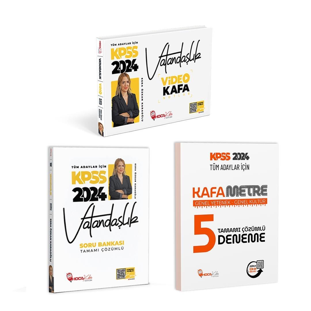 2024 KPSS Vatandaşlık Soru Bankası - Video Kafa Notlar--GY GK Kafametre Deneme 2 Li Set