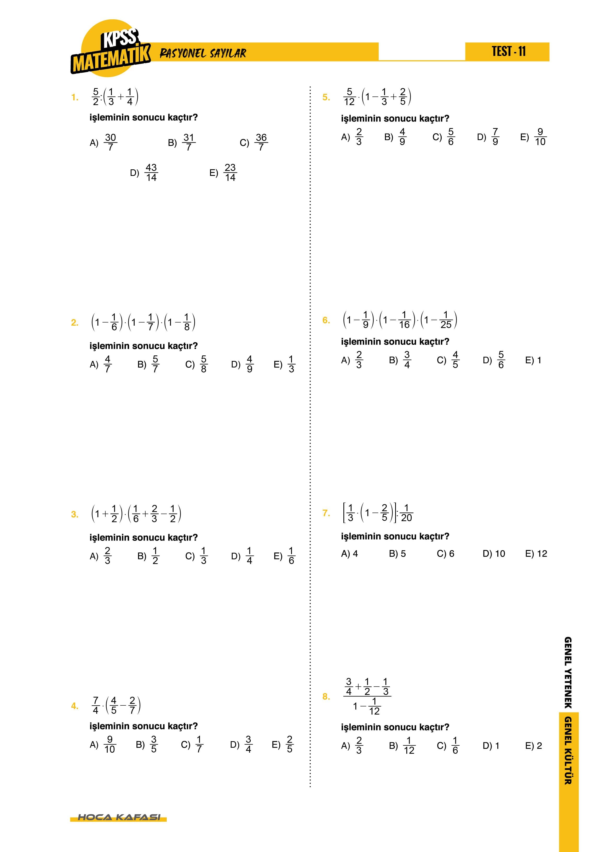 2025 KPSS GY-GK Matematik Öğreten Yaprak Test