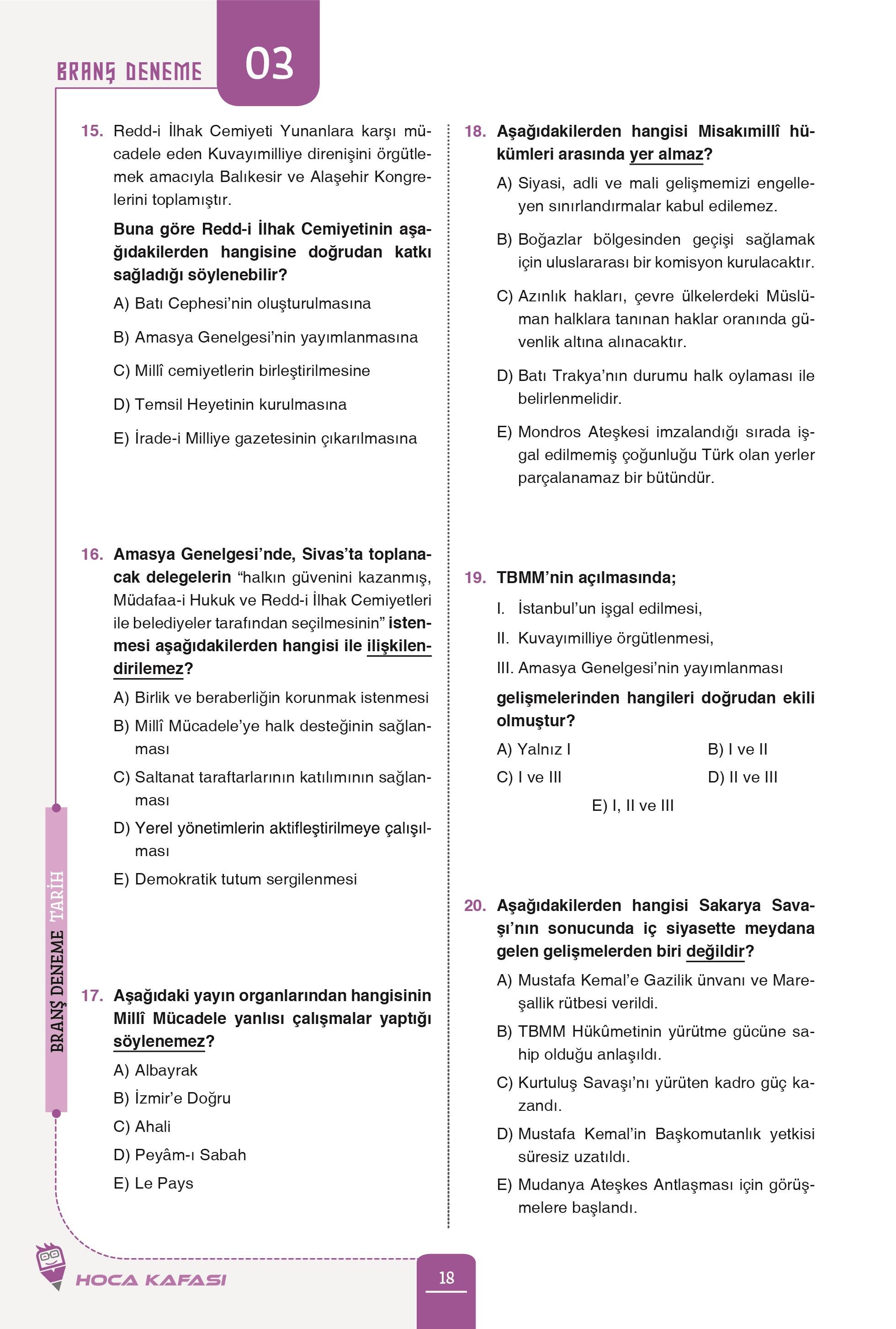 2026 KPSS Türkçe 21 Li- Matematik 15 Li- Coğrafya 15 Li-Tarih 10 Lu-Vatandaşlık 21 Li Branş Deneme