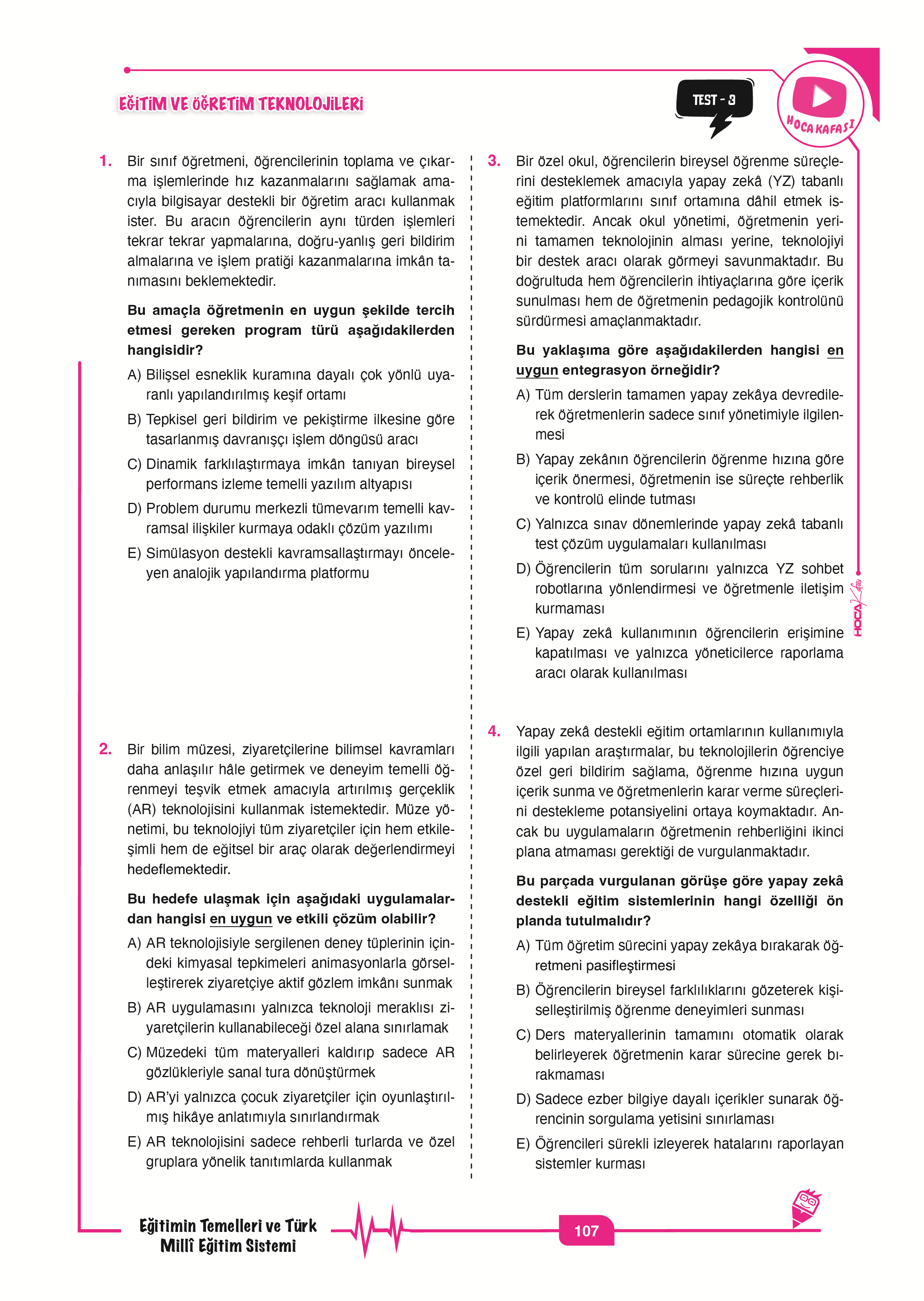 2026 MEB-AGS Eğitimin Temelleri ve Türk Millî Eğitim Sistemi -  Eğitim Bilimleri Ve Türk Milli Eğitim Sistemi Soru Bankası– 2  (ÖMER EKİCİ) 2 Li Set