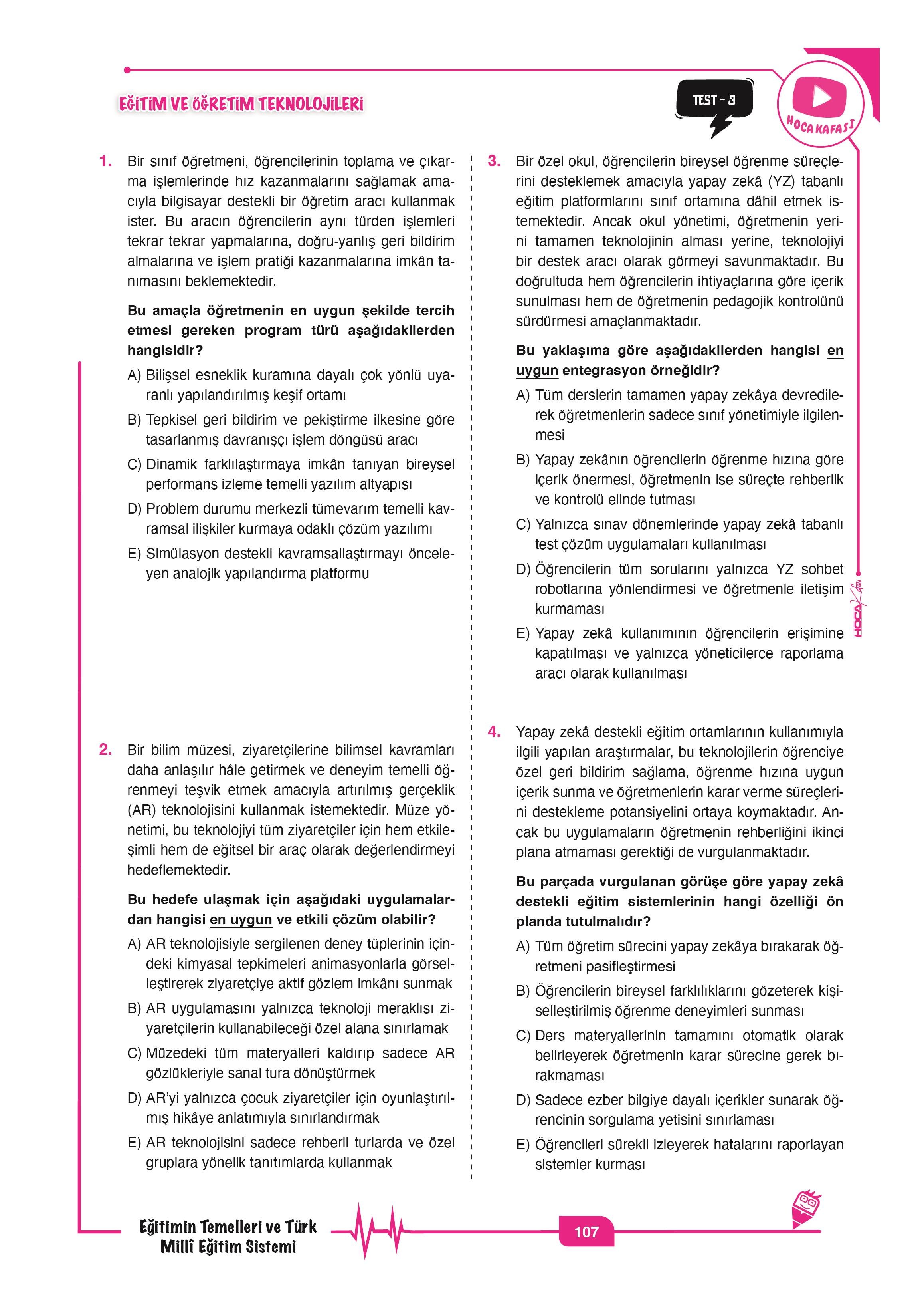 2026 MEB-AGS Eğitimin Temelleri ve Türk Millî Eğitim Sistemi Tamamı Çözümlü Soru Bankası