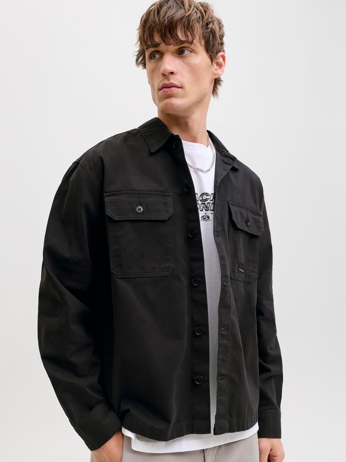 JCOBEN CLASSIC FUSION BADGE OVERSHIRT Black