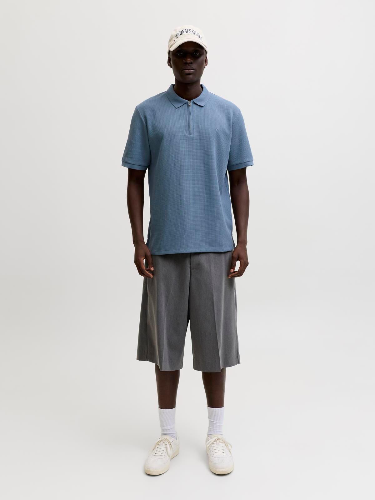 JJEAUSTIN ZIP POLO SS NOOS Blue Mirage