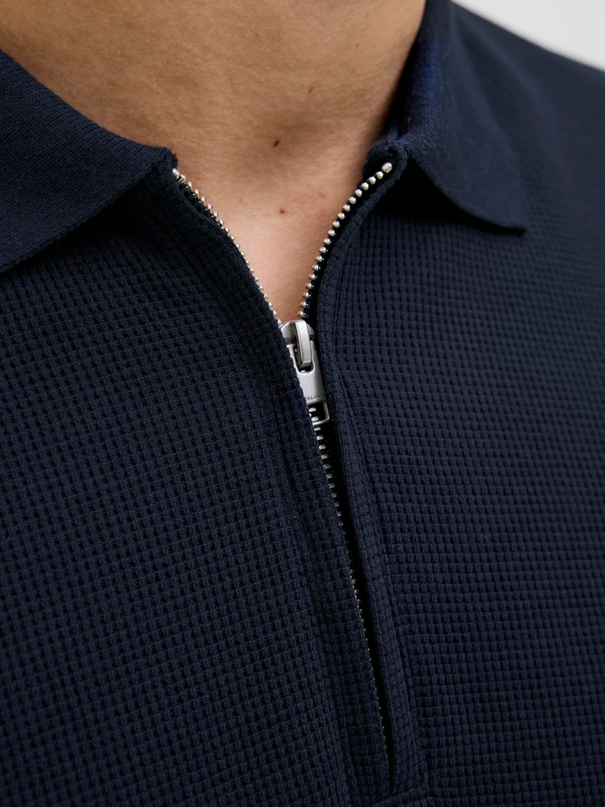 JJEAUSTIN ZIP POLO SS NOOS Navy