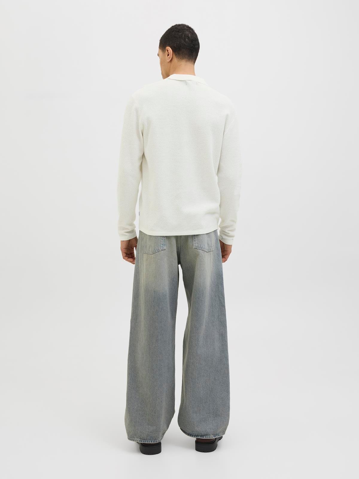 JJEGEORGE KNIT POLO LS SN Cloud Dancer