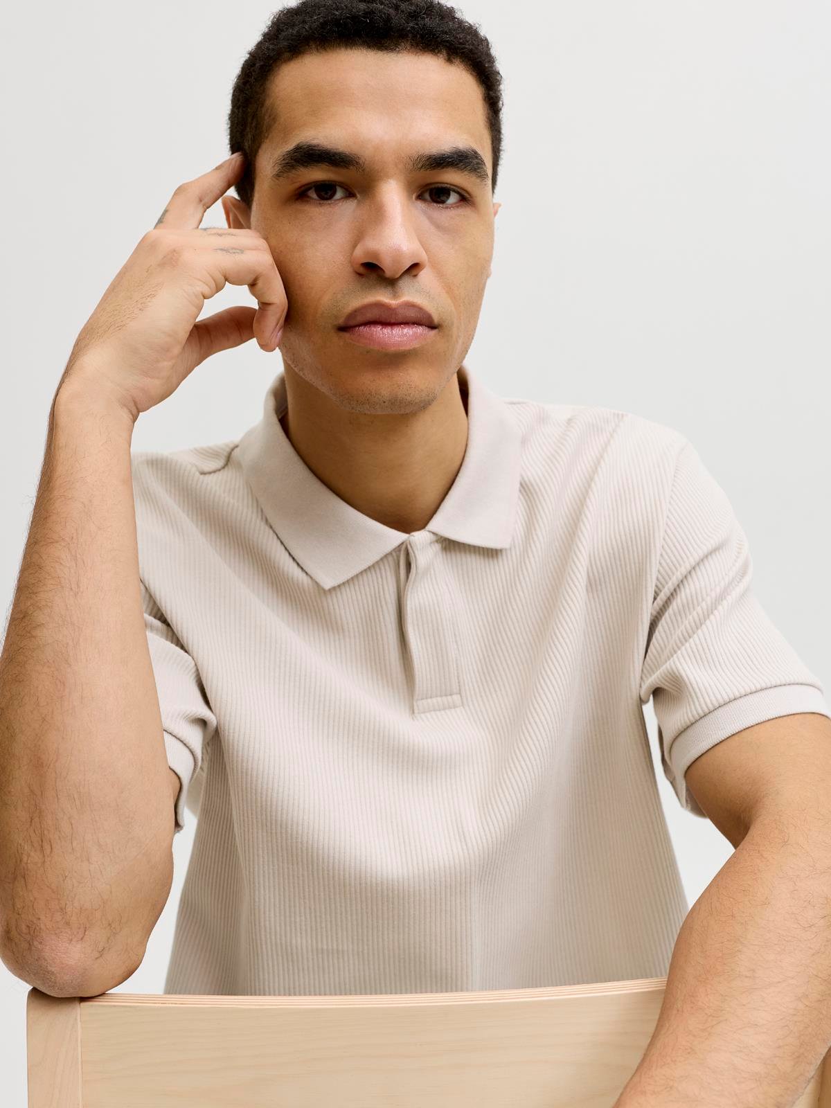 JJEHARRISON STRUCTURE POLO SS LN Moonbeam