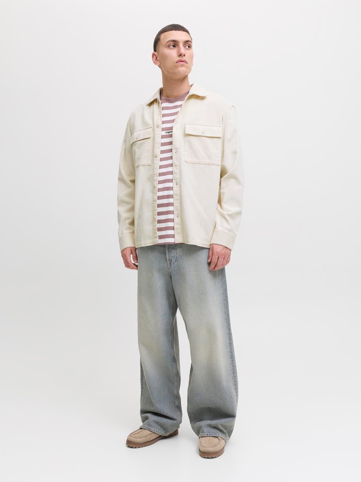 JJEPERFECT CORDUROY OVERSHIRT LS SN Antique White
