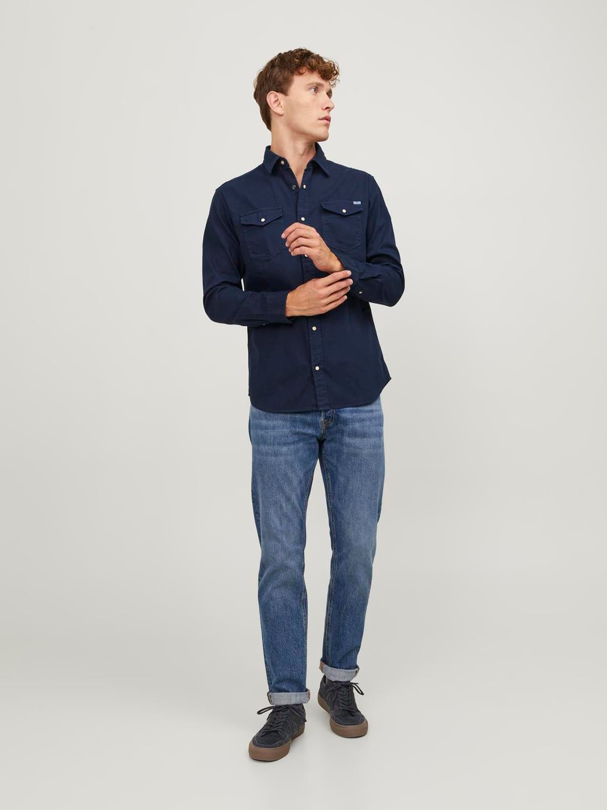 JJESHERIDAN SHIRT L/S NOOS DARK NAVY
