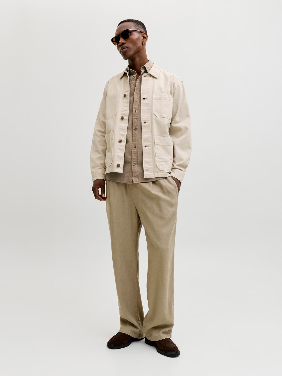 JJESUMMER LINEN BLEND SHIRT L/S SN Falcon