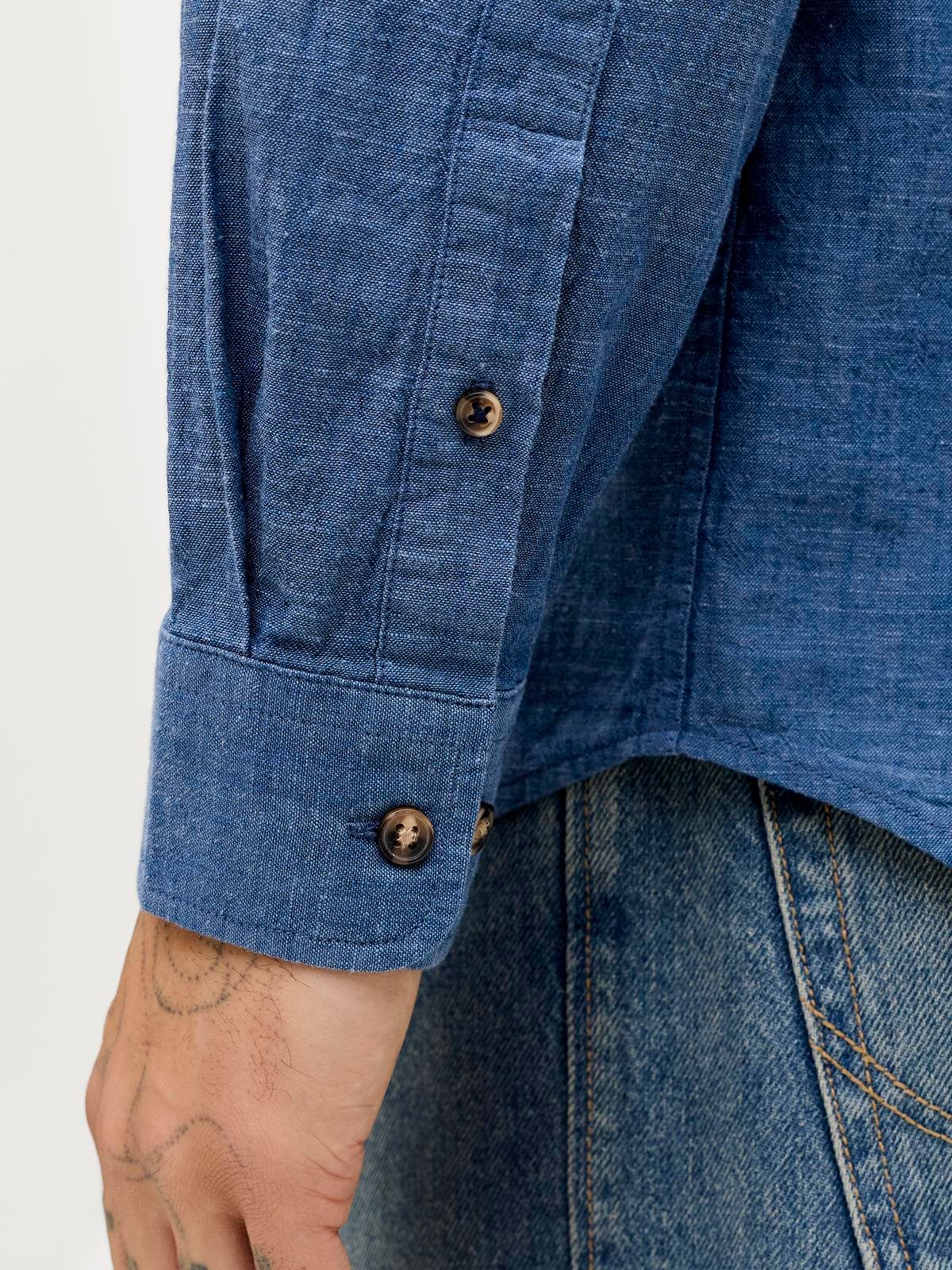JJESUMMER LINEN BLEND SHIRT L/S SN Navy Blazer