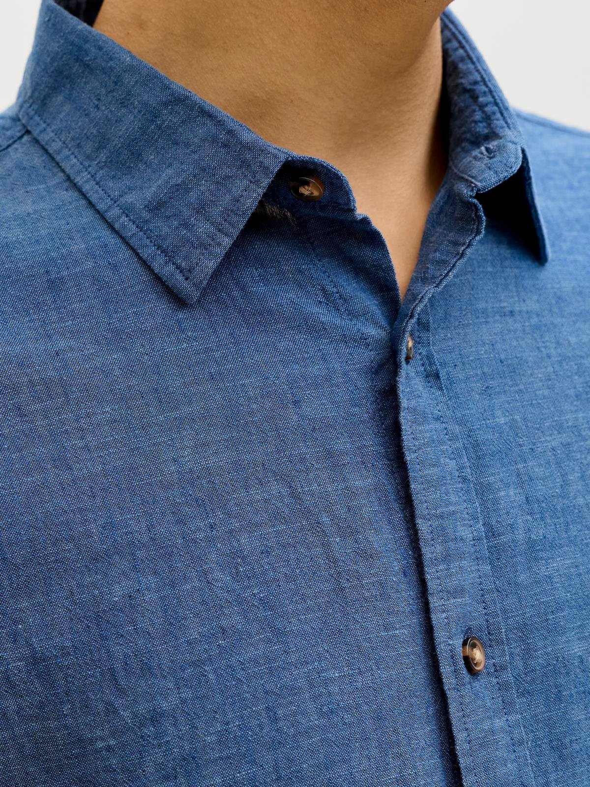 JJESUMMER LINEN BLEND SHIRT L/S SN Navy Blazer