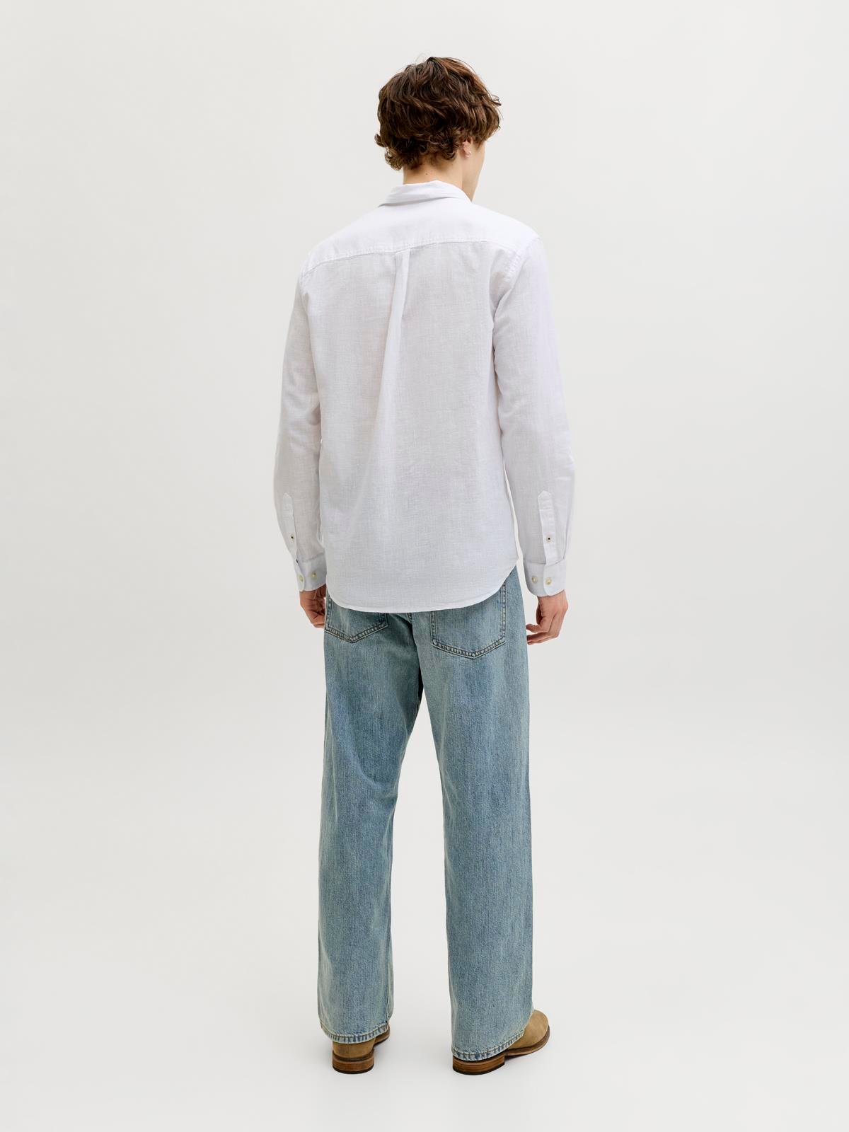 JJESUMMER LINEN BLEND SHIRT L/S SN White