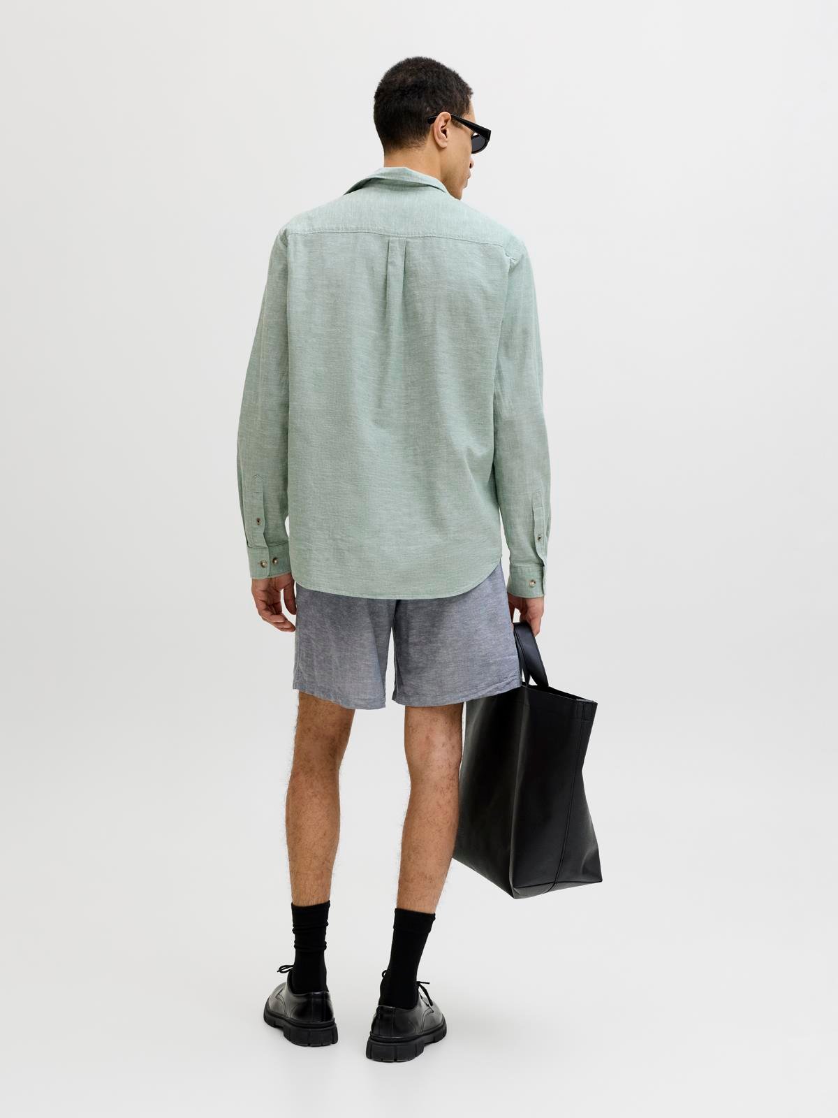 JJESUMMER LINEN BLEND SHIRT L/S SN GREEN