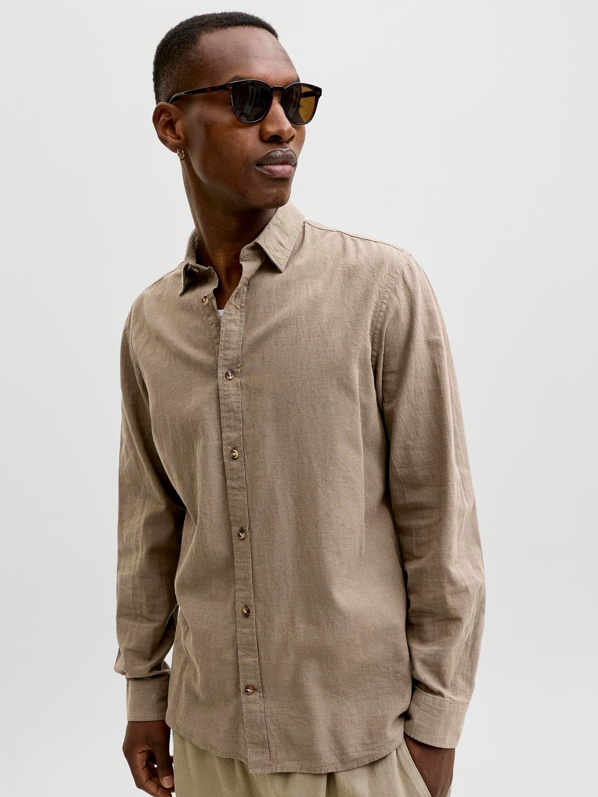 JJESUMMER LINEN BLEND SHIRT L/S SN Falcon