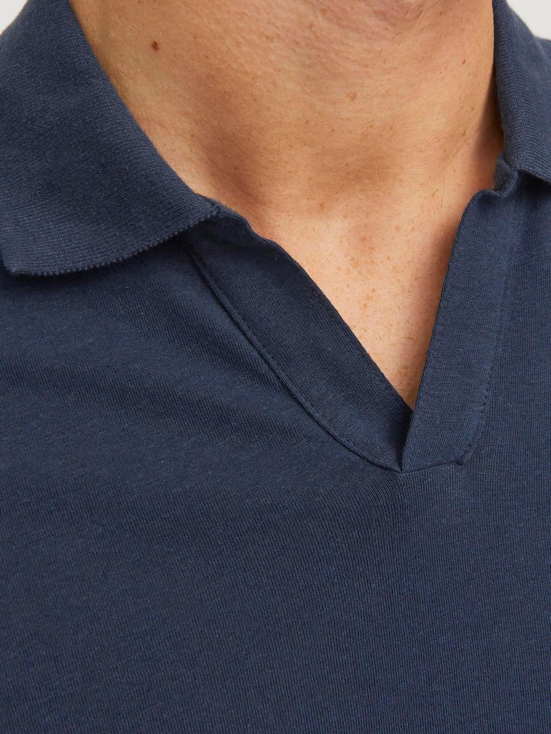 JJESUMMER LINEN POLO SS LN Navy