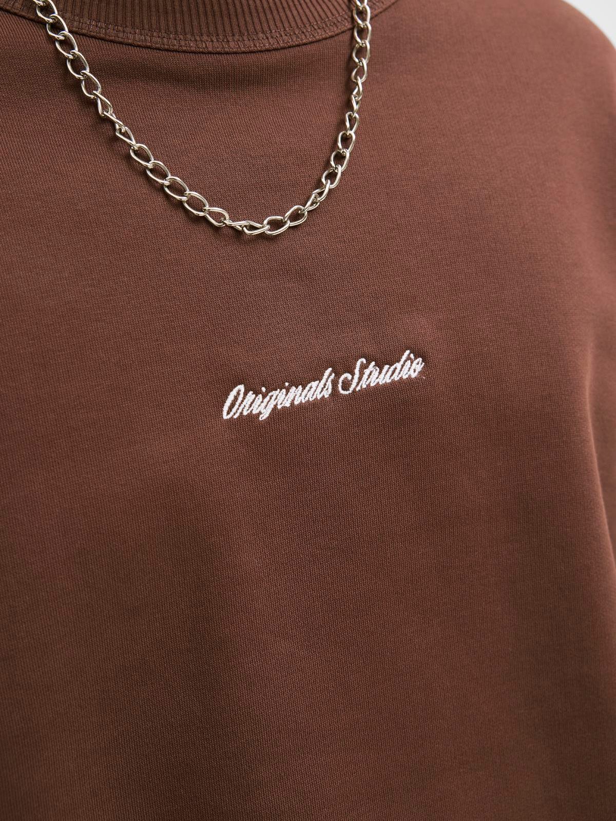 JORNORREBRO EMB SWEAT CREW NOOS Deep Mahogany
