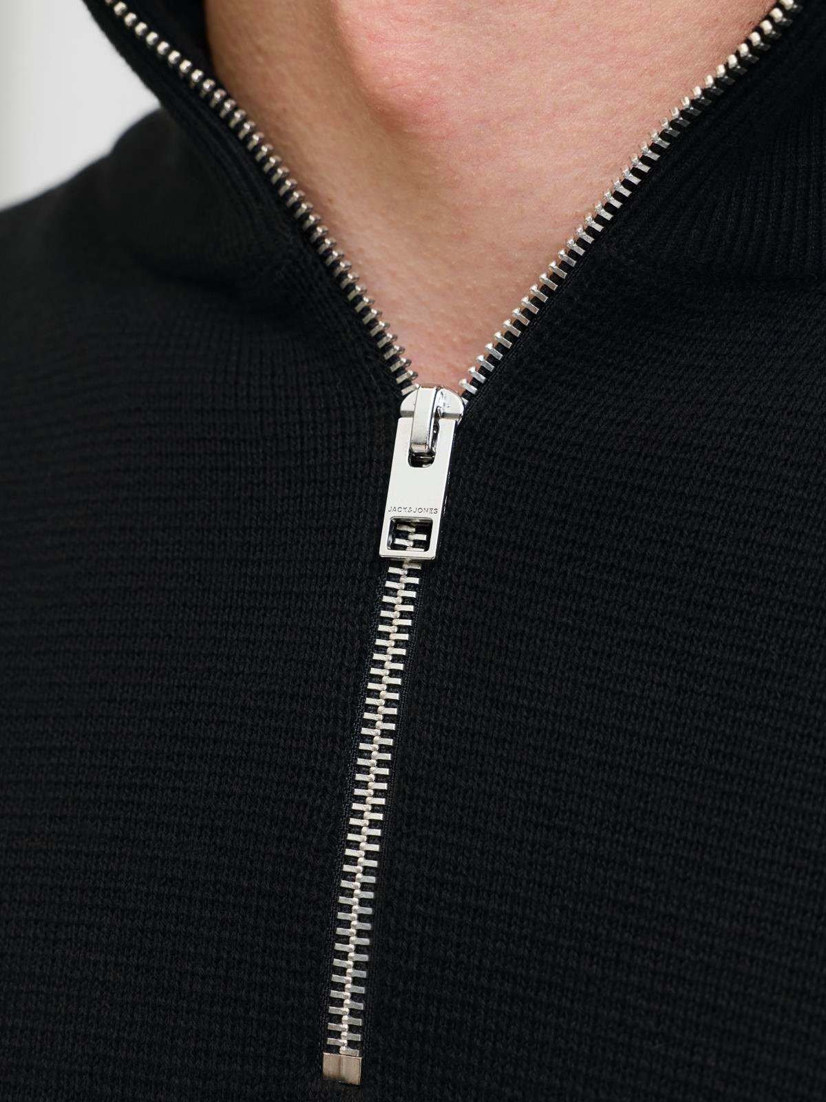 JPRBLAMILANO STITCH KNIT HALF ZIP SN Black