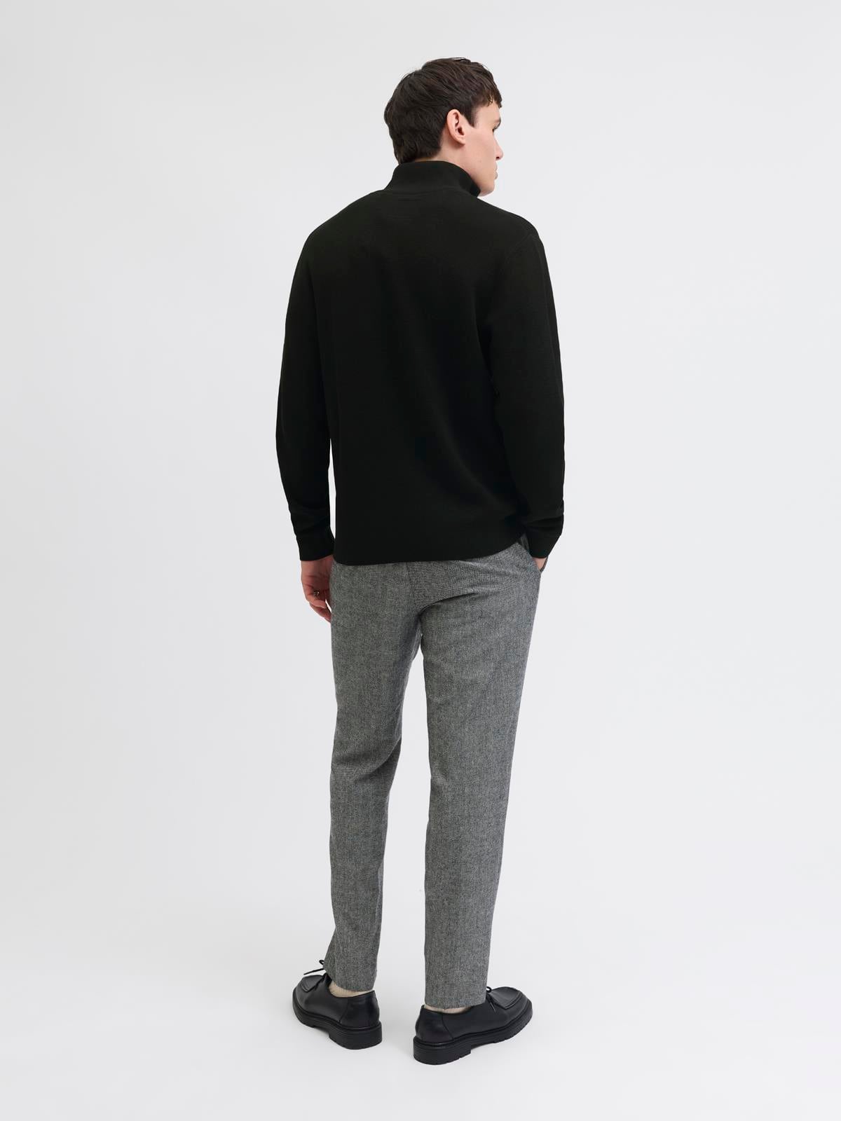 JPRBLAMILANO STITCH KNIT HALF ZIP SN Black