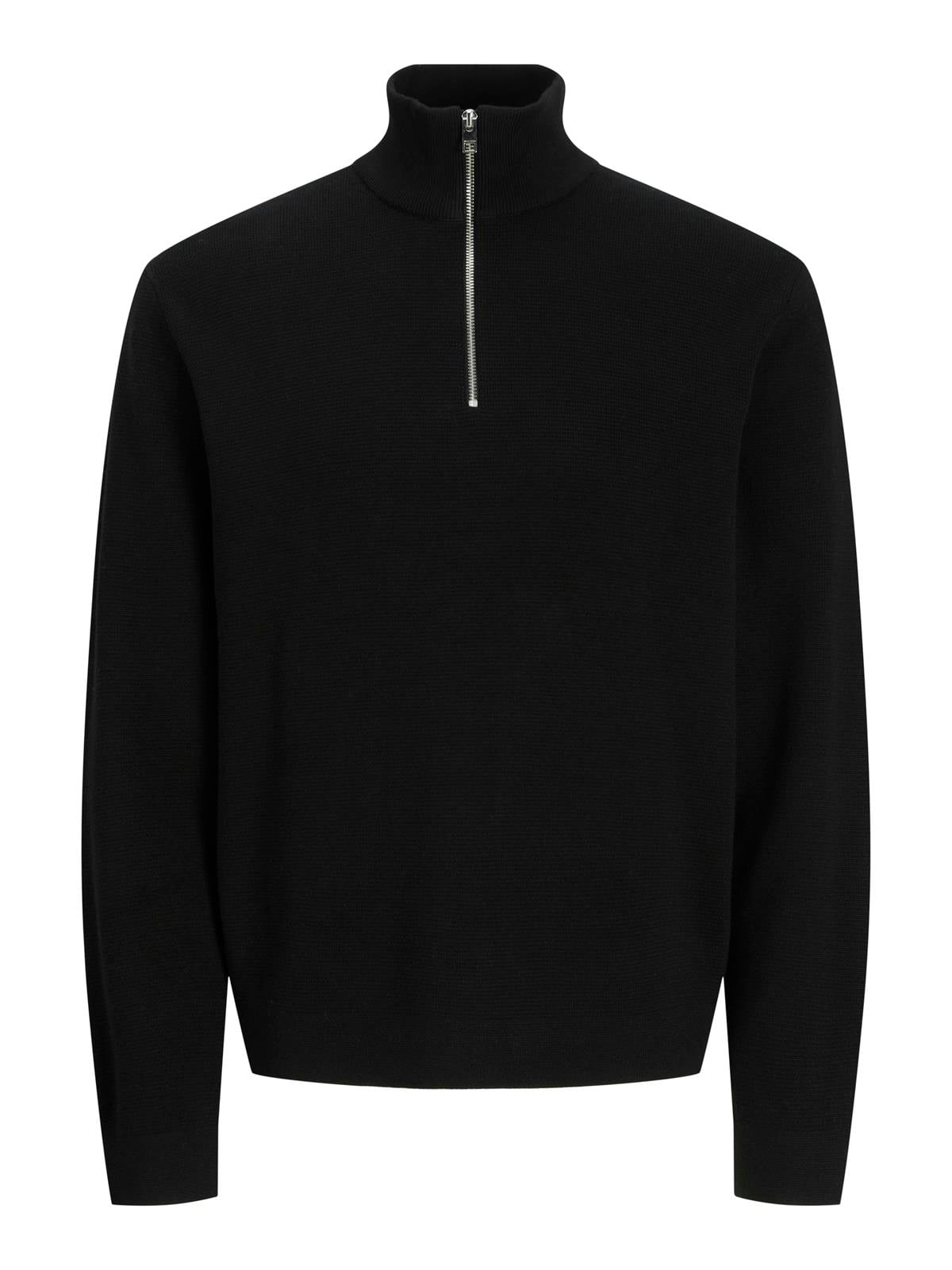 JPRBLAMILANO STITCH KNIT HALF ZIP SN Black