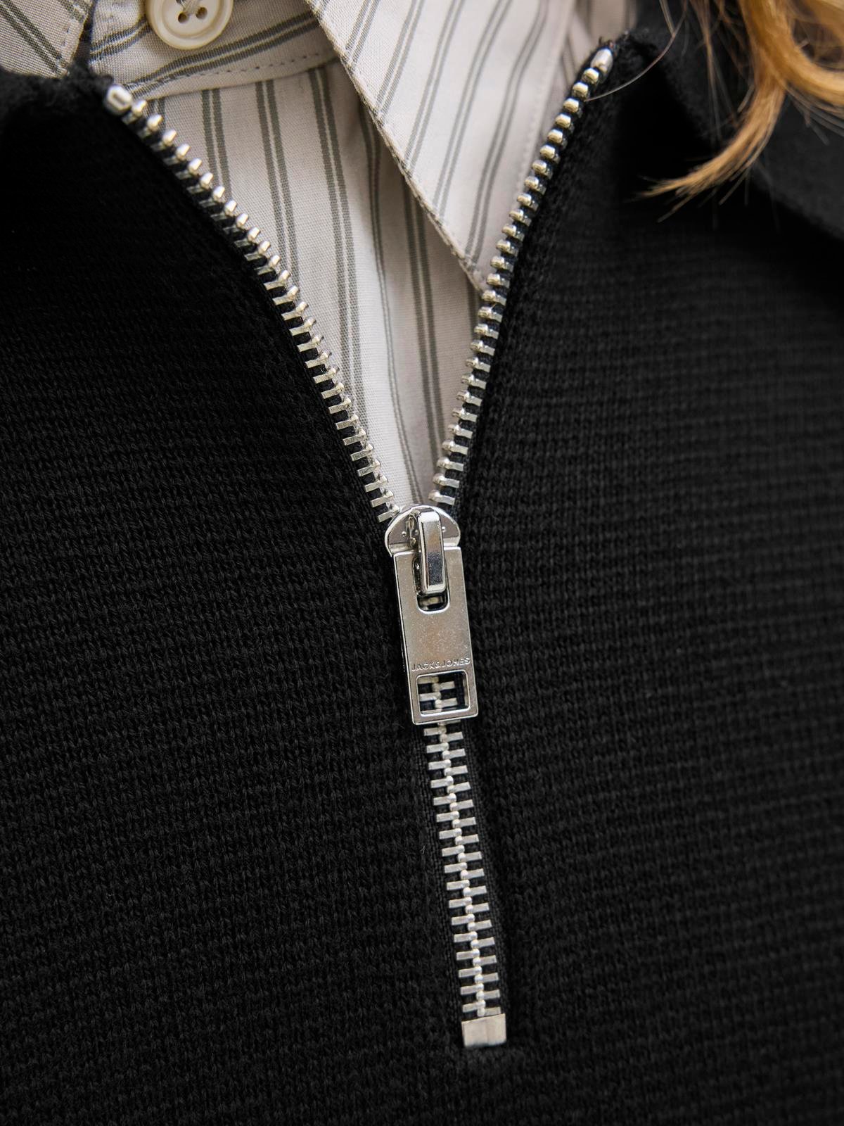 JPRBLAMILANO STITCH KNIT ZIP POLO SN Black