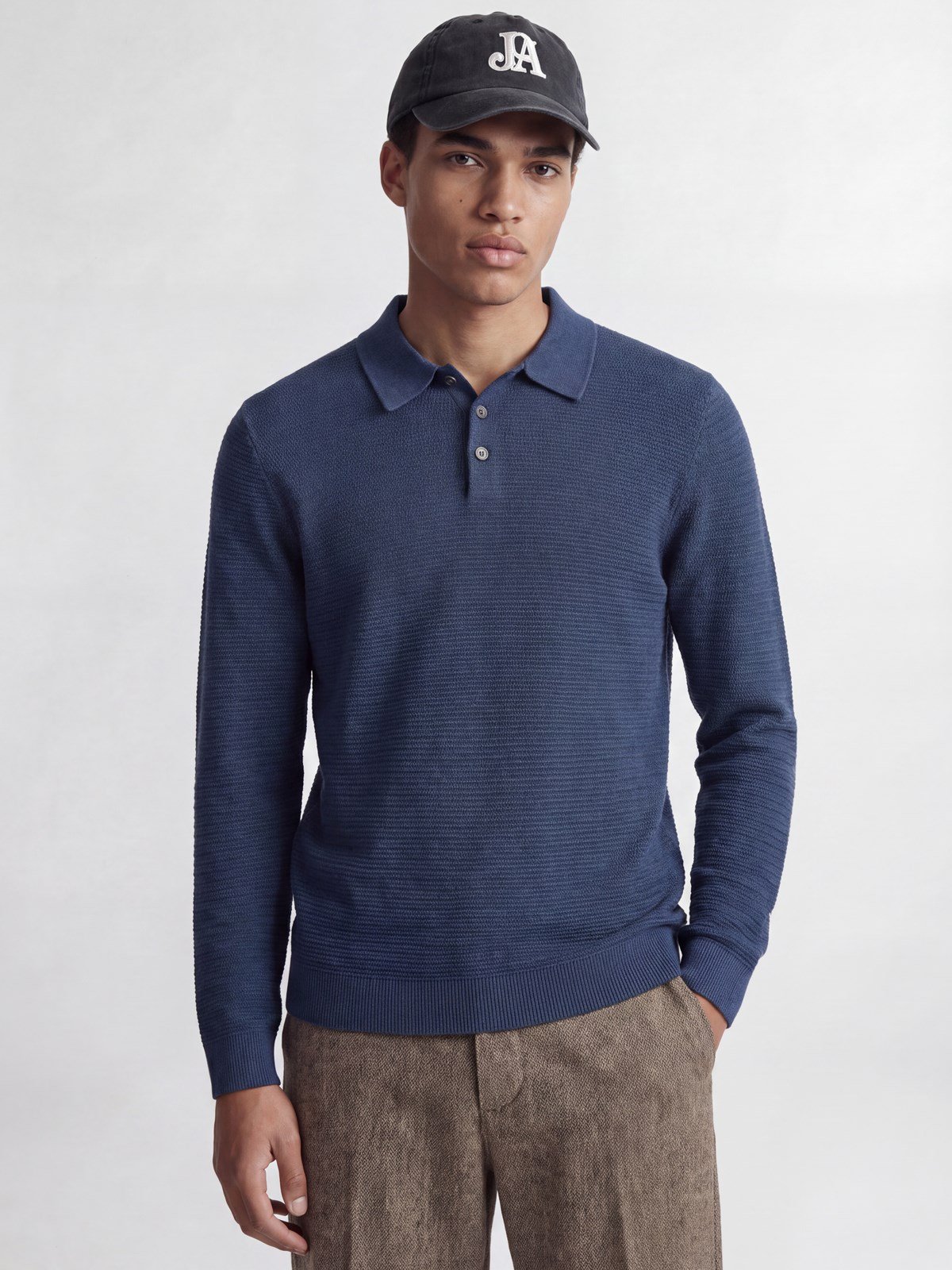 JPRBLURILEY KNIT POLO LS Blue